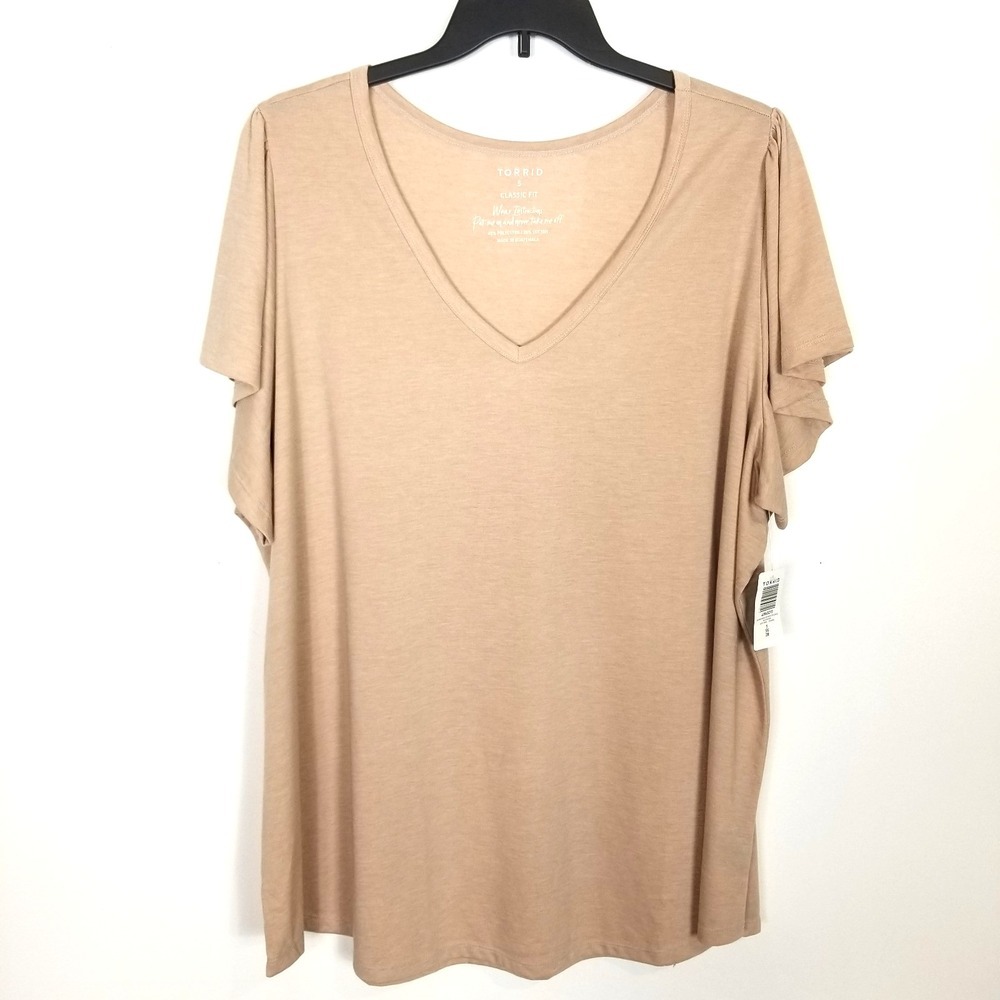 Torrid Plus Size Women Girlfriend Signature Jersey V-Neck Tee Sz 5X Nude Top